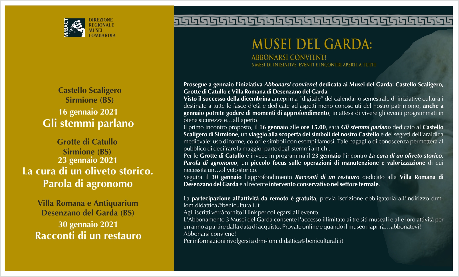 Musei del Garda: Abbonarsi conviene! – iniziative di gennaio 2021